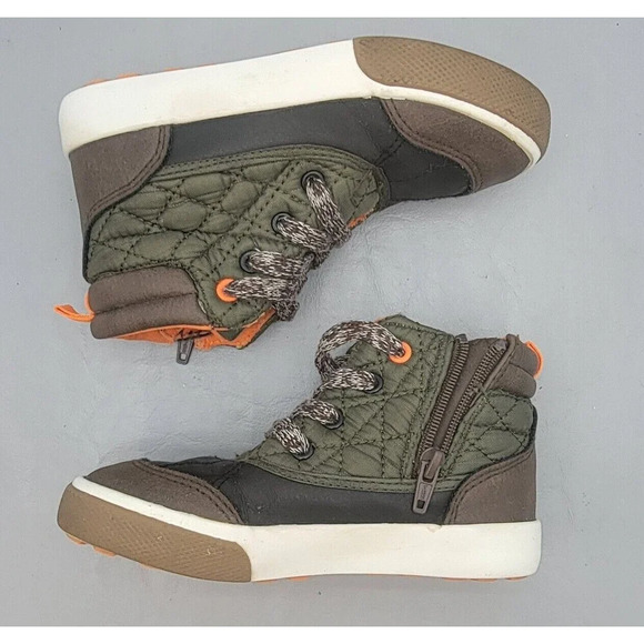 Cat & Jack Other - Cat & Jack Boys Boots Size 9 Orange Brown Side Zip Faux Leather